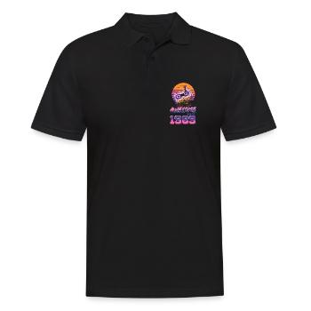 Retro Kassette Neon 1989 Design - Männer Poloshirt - Schwarz - Vorne - Kai (181cm)
