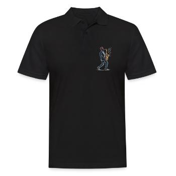 Saxophone Player Playing Sax Art Print - Men's Polo Shirt - black - Front - Kai (181cm)