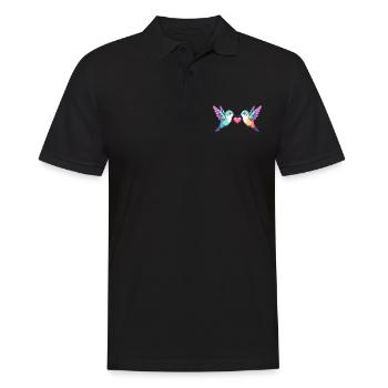 Colibri oiseau couple amour Saint-Valentin - Polo Homme - noir - Devant - Kai (181cm)