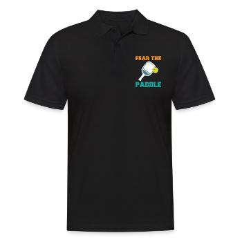 Fear The Paddle Pickleball Shirt Geschenk - Männer Poloshirt - Schwarz - Vorne - Kai (181cm)