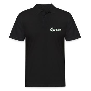 Unauffälliges Queer Design - Männer Poloshirt - Schwarz - Vorne - Kai (181cm)