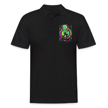 Cyberpunk Streetwear Gamer Technik - Männer Poloshirt - Schwarz - Vorne - Kai (181cm)