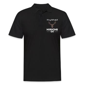 Hirsch Waldtiere Tierliebhaber Spruch Geschenk - Männer Poloshirt - Schwarz - Vorne - Kai (181cm)