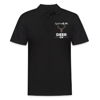 Deer Woodland Animals Animal Lover Saying Gift - Men's Polo Shirt - black - Front - Kai (181cm)