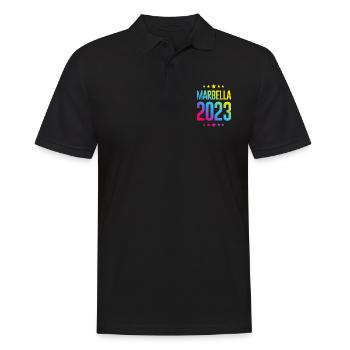 Marbella 2023 - Männer Poloshirt - Schwarz - Vorne - Kai (181cm)