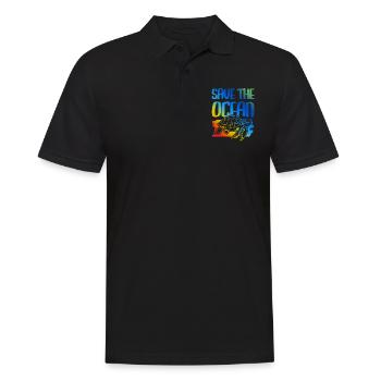 save the ocean schildkröte - Männer Poloshirt - Schwarz - Vorne - Kai (181cm)
