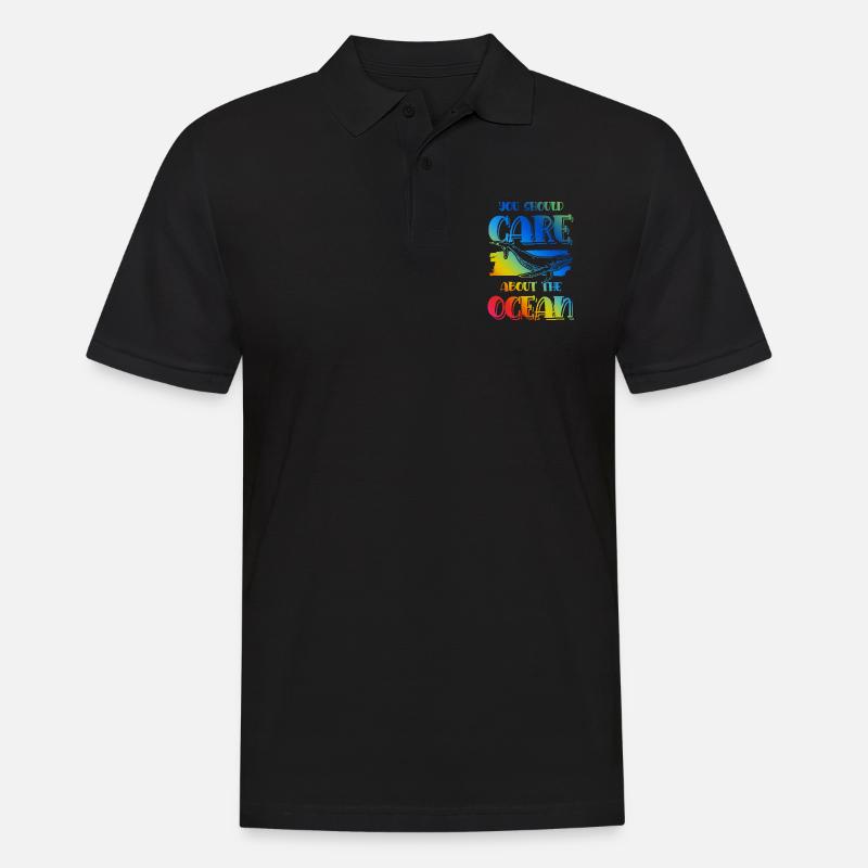 save the ocean spruch - Männer Poloshirt - Schwarz