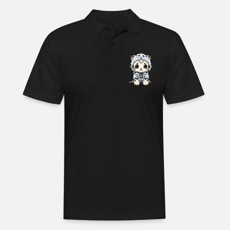Schneeleopard Winter leopard Tier - Männer Poloshirt - Schwarz