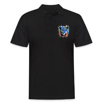 Gepard Kopf Porträt Bunt - Männer Poloshirt - Schwarz - Vorne - Kai (181cm)