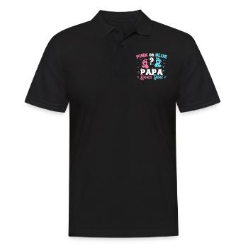 Pink Or Blue Papa Loves You - Gender reveal Papa - Polo Homme - noir - Devant - Kai (181cm)