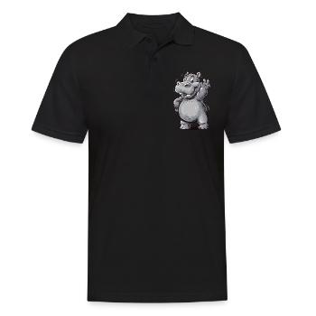 Niedliches Nipferd Baby mit Zung raus. Design - Männer Poloshirt - Schwarz - Vorne - Kai (181cm)