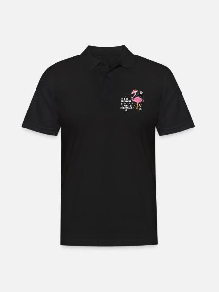 Flamingo Pink Christmas Santa Hat - Men's Polo Shirt - black