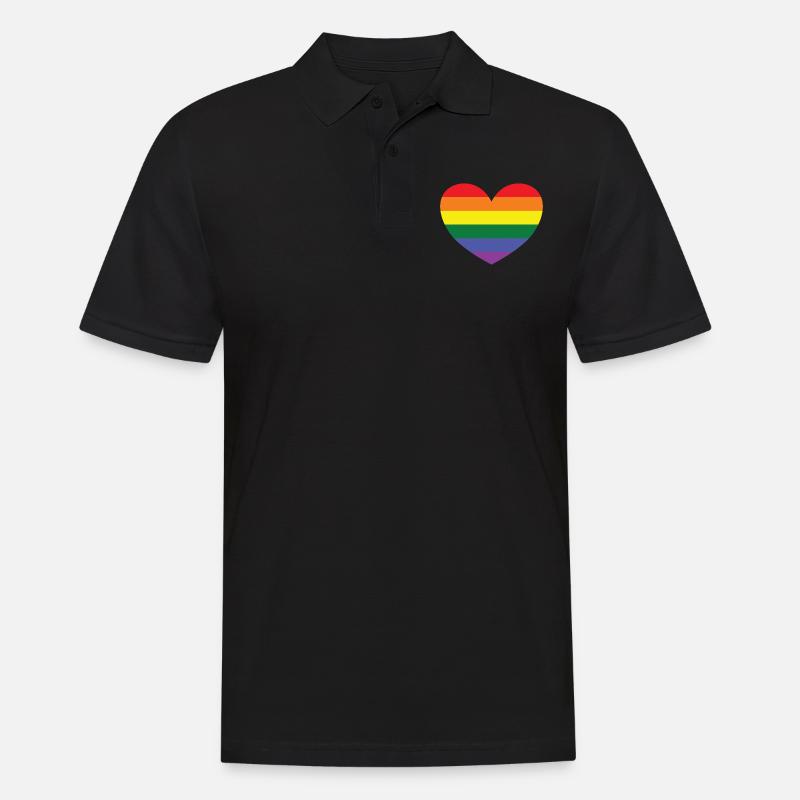 RAINBOW HEART - Männer Poloshirt - Schwarz