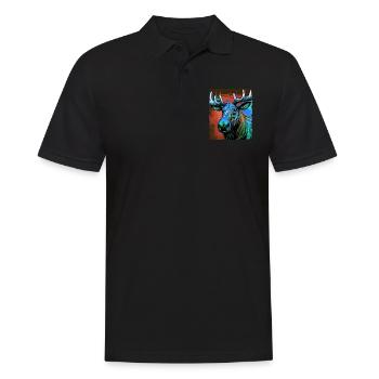 Elch Porträt - Männer Poloshirt - Schwarz - Vorne - Kai (181cm)