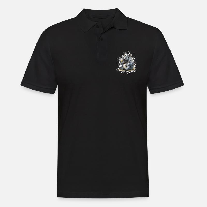 Nilpferd Bier Lustig - Männer Poloshirt - Schwarz