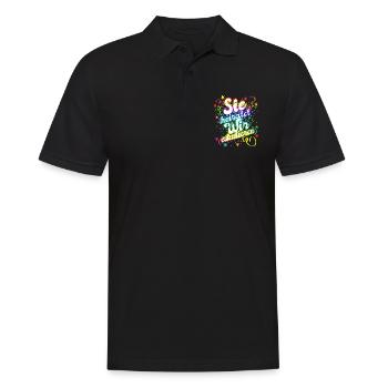 JGA Junggesellinnenabschied - Sie heiratet - Männer Poloshirt - Schwarz - Vorne - Kai (181cm)
