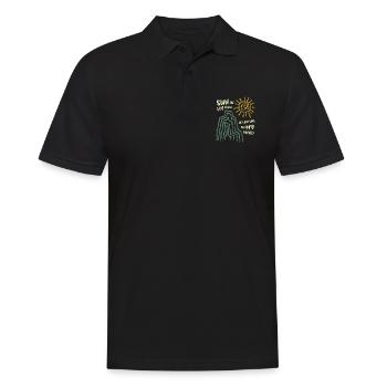 Sonne im Herzen - Abenteuer im Sinn, Vintage Reise - Männer Poloshirt - Schwarz - Vorne - Kai (181cm)