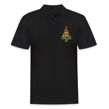 Meowy Christmas - Cat - Christmas Tree Gift - Men's Polo Shirt - black - Front - Kai (181cm)