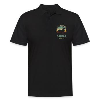 Die mit dem Corgi geht - Hunde Spruch - Männer Poloshirt - Schwarz - Vorne - Kai (181cm)