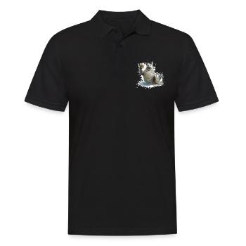 Robbe Bier Lustig - Männer Poloshirt - Schwarz - Vorne - Kai (181cm)