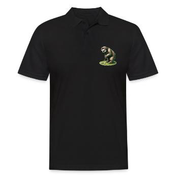 Lustiges Faultier beim Golfen - Männer Poloshirt - Schwarz - Vorne - Kai (181cm)