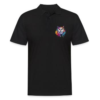 Eule Abstrakte Kunst Künstlerischer Vogel - Männer Poloshirt - Schwarz - Vorne - Kai (181cm)