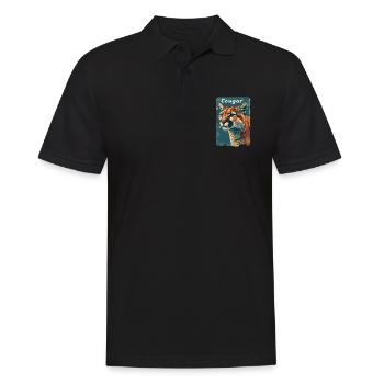 Vintage Wild Berglöwe - Männer Poloshirt - Schwarz - Vorne - Kai (181cm)