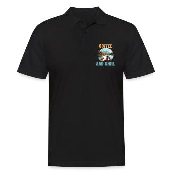 Kaffee und Chill Vintage Berg Natur-Szene - Männer Poloshirt - Schwarz - Vorne - Kai (181cm)
