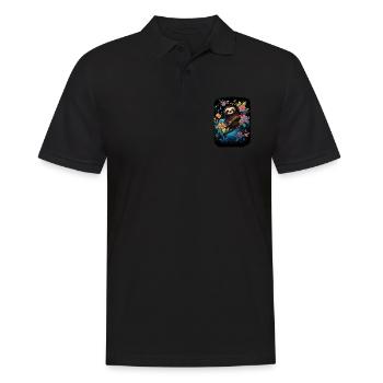 Faultier Niedliches Tier Floraler Nachthimmel - Männer Poloshirt - Schwarz - Vorne - Kai (181cm)