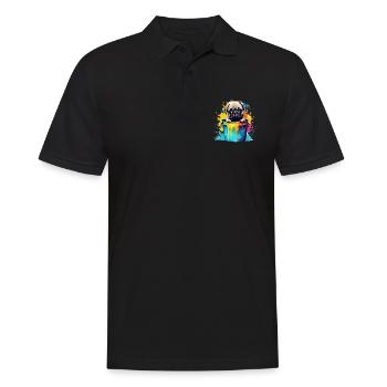 Mops Niedlicher Hund Farbeimer - Männer Poloshirt - Schwarz - Vorne - Kai (181cm)
