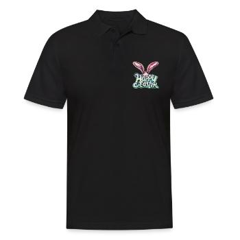 Frohe Ostern Hasenohren Bunter Frühling für - Männer Poloshirt - Schwarz - Vorne - Kai (181cm)