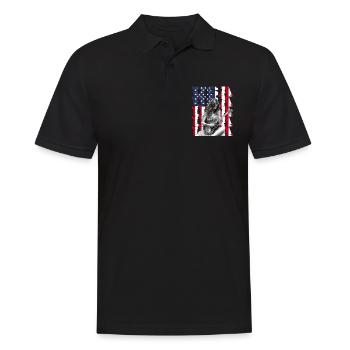 Patriotischer Musikliebhaber Amerika Gitarrist - Männer Poloshirt - Schwarz - Vorne - Kai (181cm)