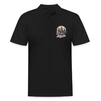 Atlanta Skyline Sonnenuntergang Stadtbild - Männer Poloshirt - Schwarz - Vorne - Kai (181cm)