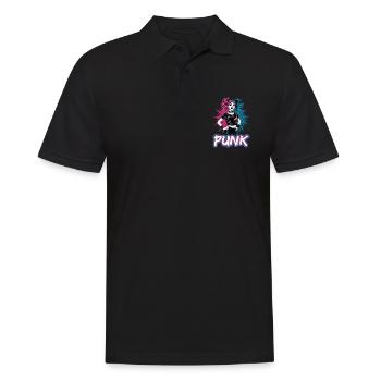 Punk Girl mit rosa und blauen Haaren Retro Style - Männer Poloshirt - Schwarz - Vorne - Kai (181cm)