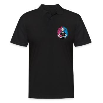 Punk Löwe mit rosa und blauen Haaren Retro Style - Männer Poloshirt - Schwarz - Vorne - Kai (181cm)