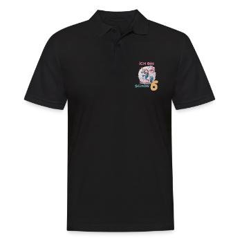 Magisches Einhorn Ballon 6 Geburtstag Vierter - Männer Poloshirt - Schwarz - Vorne - Kai (181cm)