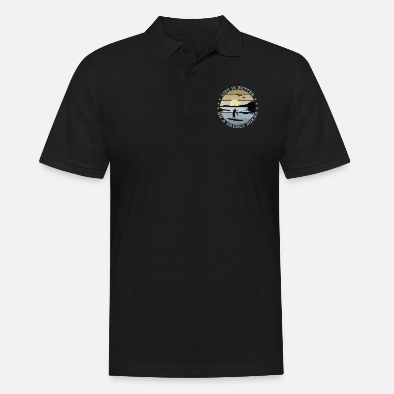 SUP - Life is better on a paddle board (Männer) - Männer Poloshirt - Schwarz