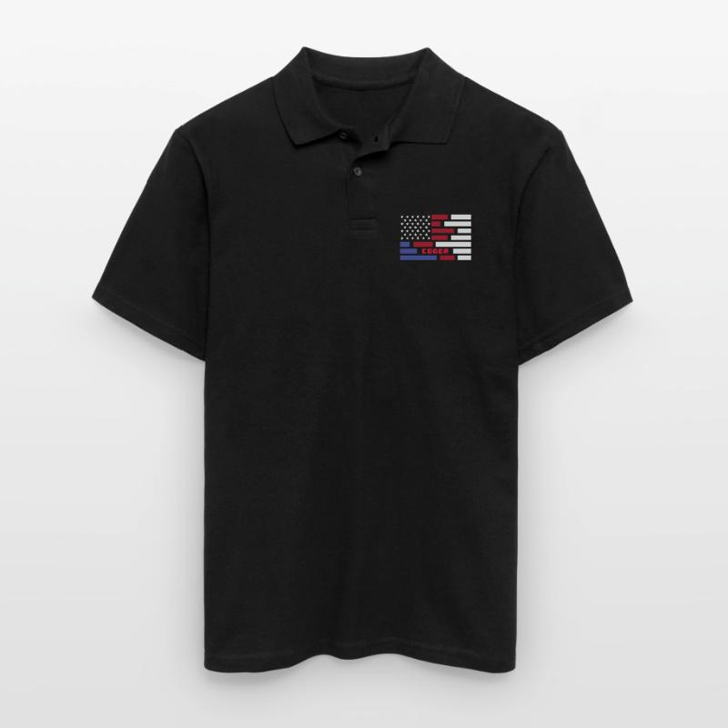 American Flag Coder Coding Computer Nerd Polo Homme