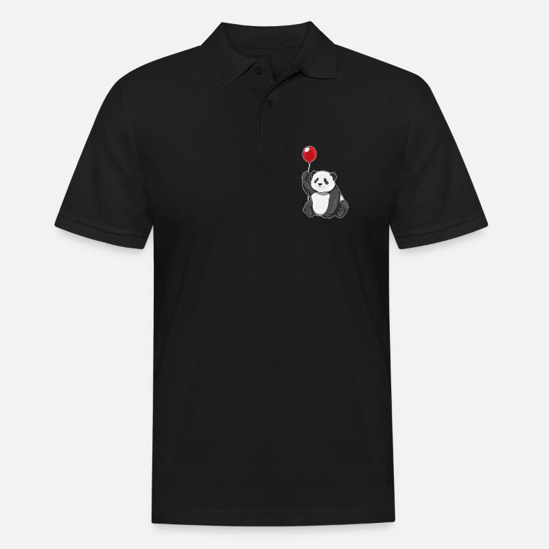 Panda Luftballon - Männer Poloshirt - Schwarz