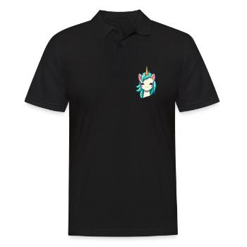 Licorne mignonne en bleu | Licorne - Polo Homme - noir - Devant - Kai (181cm)