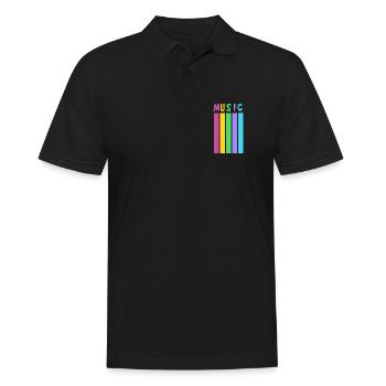 Lebendige Musiknoten auf farbigem Hintergrund - Männer Poloshirt - Schwarz - Vorne - Kai (181cm)