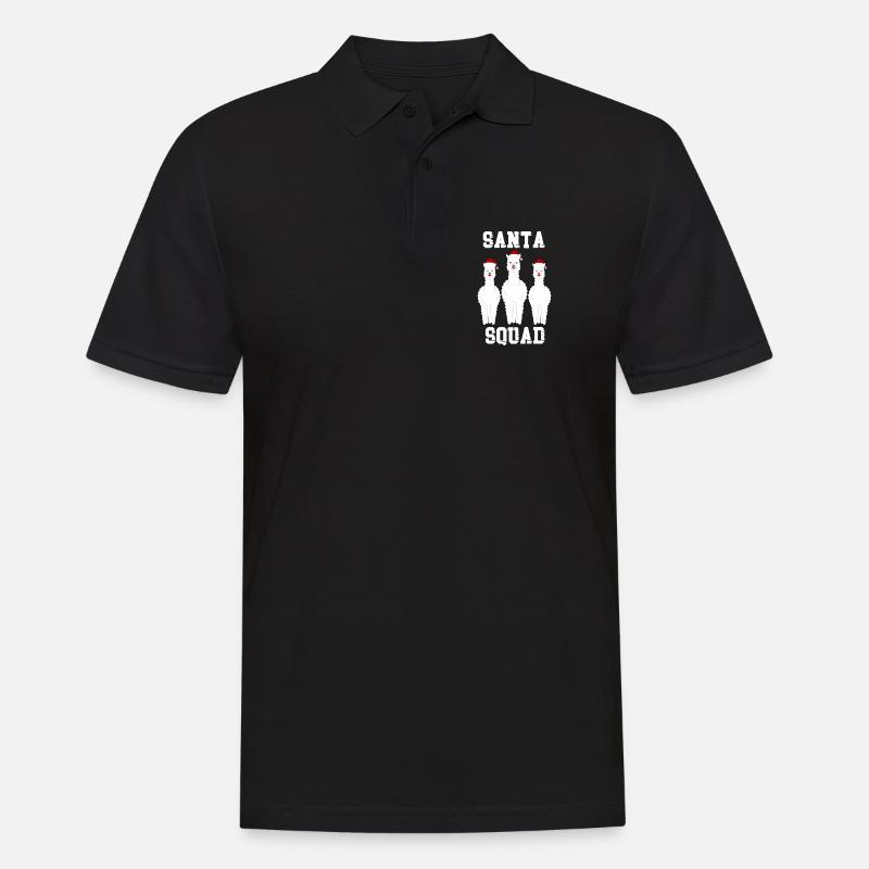 Santa squad llama - Männer Poloshirt - Schwarz