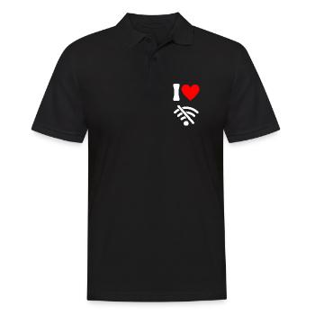 I love Offline - Digital Detox ohne Wifi wlan - Männer Poloshirt - Schwarz - Vorne - Kai (181cm)