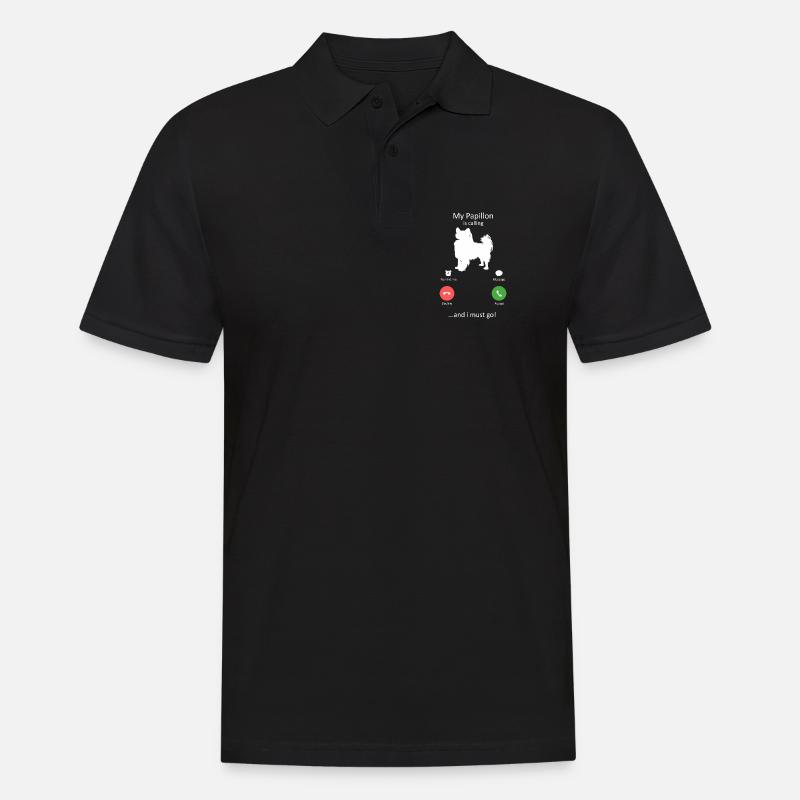 Papillon Dog Calling Smartphone Interface - Men's Polo Shirt - black
