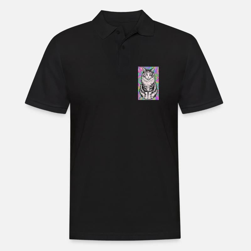 Katze - Männer Poloshirt - Schwarz