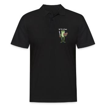 Dawn Test Frog: Schwert und Buch - Männer Poloshirt - Schwarz - Vorne - Kai (181cm)