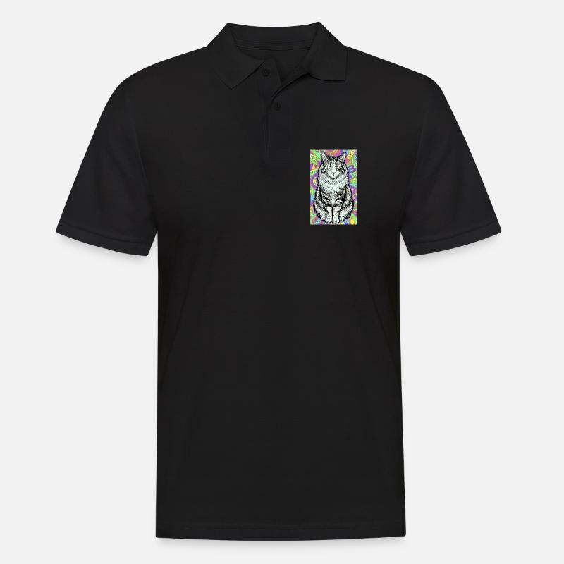 chat - Polo Homme - noir