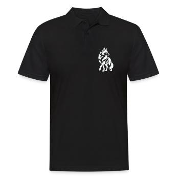 Wolfs Silhouette in Kontrast - Männer Poloshirt - Schwarz - Vorne - Kai (181cm)