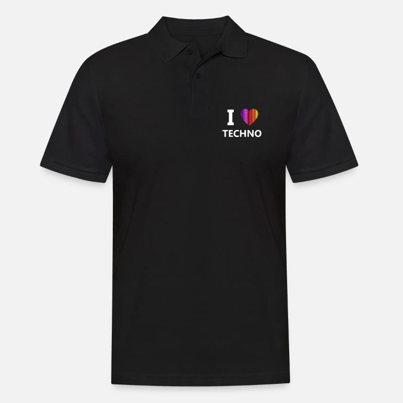 I Love Techno Schranzen Rave - Männer Poloshirt - Schwarz