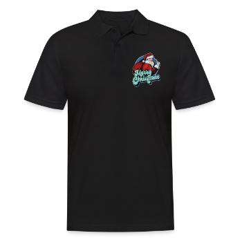 Frohe Weihnachten Weihnachtsmann Daumen hoch Weihnachtsgeschenk - Männer Poloshirt - Schwarz - Vorne - Kai (181cm)